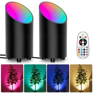 2 Pack 7W RGBW Floor Can Light, Color Changing Up Lights Indoor with Foot Switch